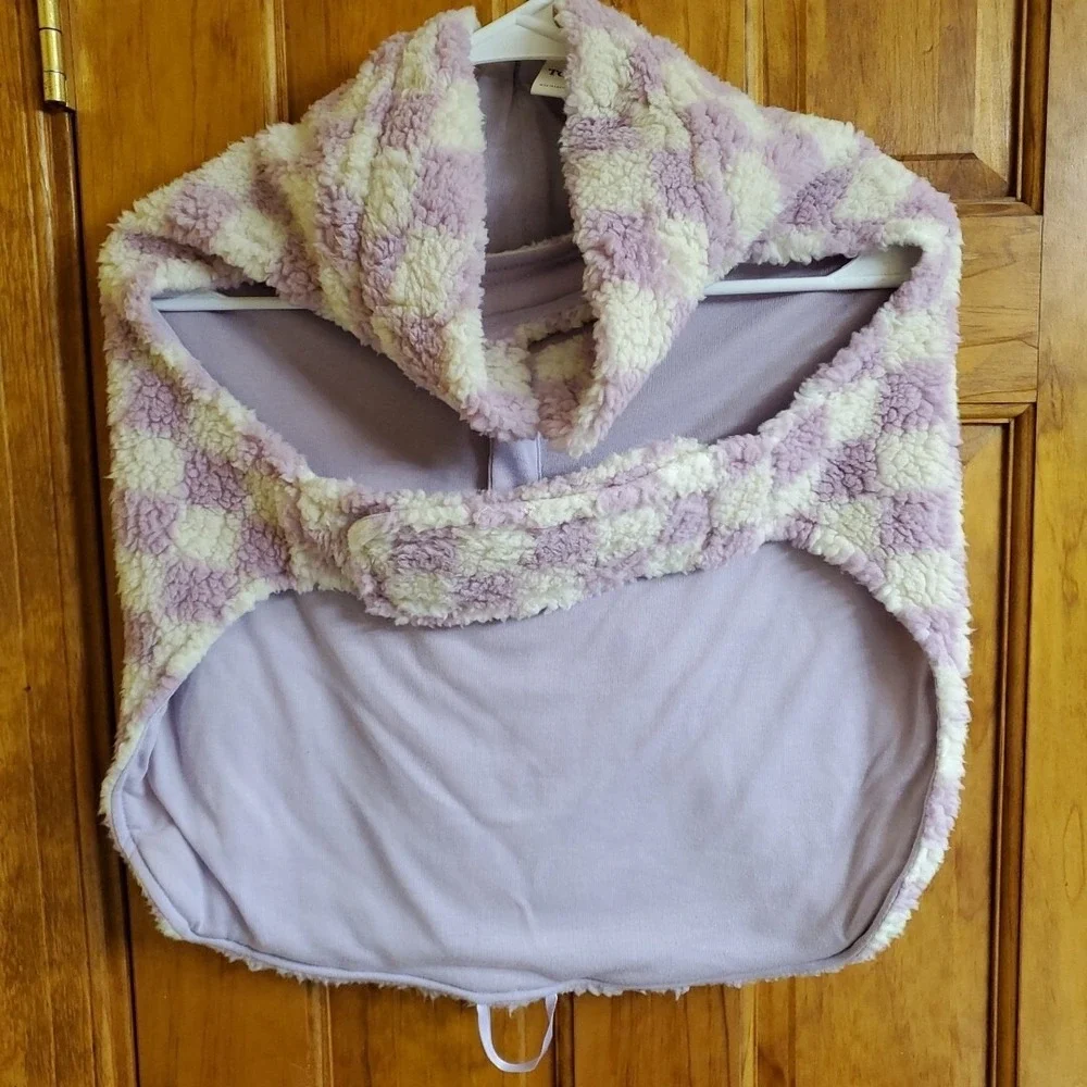 Top Paw XL Sherpa Fleece‎ Dog Vest Purple Checkered Faux Shearling Pet Sweater